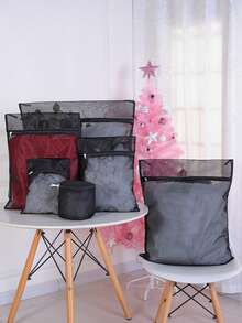 1/3/6个装黑色网眼洗衣袋，洗衣机衣物保护袋，蜂窝状洗衣袋，洗衣机专用洗涤护理袋，内衣裤洗衣袋，拉链洗衣网袋，适用于衣物、衬衫、胸罩、袜子、连裤袜、内衣裤，旅行收纳袋，春季简约风格，夏季上衣 - 黑色 - 查看 3