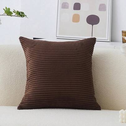 Soft Plush Corduroy Textured Large Euro Pillow Sham Couch Floor Bedroom Washable Breathable Pillow Cover, 26 X 26(66cm), Cheese