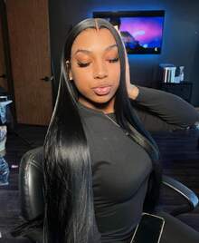 30 32 Inch Straight Human Hair Wigs Hd Lace Wig 13x6 Human Hair Brazilian Bone Straight Lace Frontal Human Hair Wigs For Women - Natural Black - Xem 3