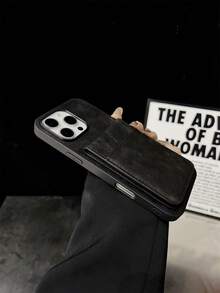 1 chiếc ốp lưng điện thoại bằng da bền chắc, có khe đựng thẻ ngân hàng, thẻ tín dụng, thẻ ID, màu đen. - màu đen - Xem 6