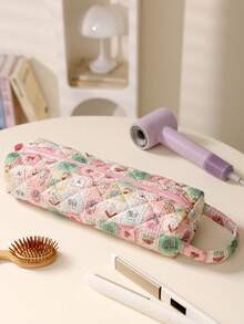 1 pezzo Borsa portaoggetti per asciugacapelli con fiocco e motivo floreale, borsa portaoggetti per arricciacapelli con stampa leopardata, borsa da viaggio portatile per accessori per capelli (ferro arricciacapelli, asciugacapelli), fermagli per capelli, piastra per capelli, borsa protettiva antipolvere di grande capacità per arricciacapelli elettrici, piastre per capelli, custodia per asciugacapelli per casa, palestra, vacanza e viaggio di lavoro - Multicolore - Visualizzare 14