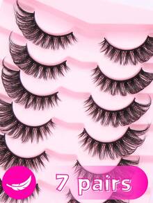 7 Pairs Fluffy Faux Mink Eyelashes, Dramatic Long & Full False Eyelashes, 3D Realistic Natural Looking Lashes