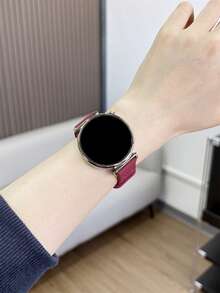 1条18mm/20mm/22mm硅胶表带，兼容三星Galaxy Watch 3/4/5/6 40mm 44mm经典款、43mm 47mm款、GT5 GT4 GT 3/2 46mm款，男女通用 - 酒紅色 - 查看 2