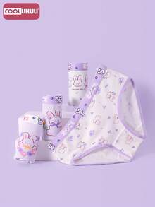 Coollikuli 4 Packs Simple Cotton Triangle Briefs For Girls Cartoon Rabbit Print Big Girl Baby Comfortable Soft Briefs Four Seasons - Multicolor - View 5