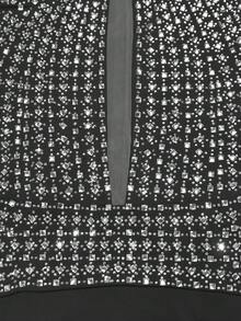 Fashion Elegant Women's Sparkling Rhinestone Extra Long Sleeve Long Dress Evening Party - Black - View 9