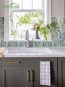 1/10/30/50 Pieces 3D Imitation Handmade Tile Stickers, Self-Adhesive Kitchen Backsplash, Waterproof And Anti-Fouling Self-Adhesive Tiles For Bathroom Kitchen Bar RV, Home Decorations - Mint Green - View 6