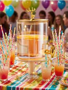 1 件玻璃饮料分配器，带金鹿和支架，适合果汁/苏打水，也适合冰茶/水果饮料，非常适合圣诞节、感恩节派对，用于派对饮料/日常茶点