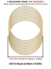 10 aros de bambu bege para apanhadores de sonhos, decoração para casamento ao ar livre, anéis decorativos com sinos de vento de penas, adequados para Halloween, Natal e outros feriados, círculos decorativos de bambu para parede de quarto, decoração de quarto, bastidores de bordado para artesanato faça você mesmo