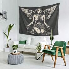 Despairing Angel Tapestry Wall Hanging  Gothic Home Decor For Living Room Bedroom Office  Dark Background With Winged Figure & Intricate Design  Durable Polyester Fabric  Perfect For Indoor  Outdoor Decoration - Nhiều màu - Xem 4