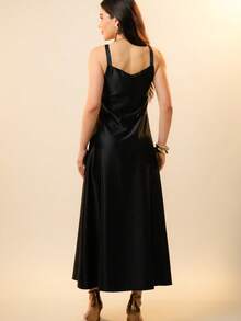 Italian Style Boat Neck Sleeveless Fitted Dress For Women - 黑色 - 查看 6