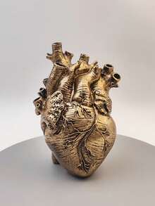 1 Stück gotisches herzförmiges Harz Vase, kreative Wohndekoration, vintage Stil Orgel Design Ornament, geeignet für Tischplatte und Wohnzimmer, enthält Vase und getrocknete Blume, ideales Geschenk