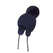 冬季基本款男宝宝毛线帽绒球针织女宝宝帽子儿童护耳毛线帽保暖婴幼儿帽子 - 菱形大毛球 - 查看 15