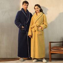 Autumn And Winter Plush Thick Warm Long Sleeve Flannel Plush Soft Couple Bathrobe Hooded Bathrobe Robe Men's/Women's Casual Home Wear Dressing Gown Soft, Comfortable And Absorbent For Bathroom, Bedroom, Pool, Daily Necessities Ideal For Home And Travel - The Perfect Gift For Everyone Warm Winter Decor