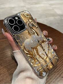 Golden Diamond Steed Magnetic Attraction Phone Case Suitable For Compatible With Iphone17,16, 15, 14, 13, 12, 11, PRO MAX, XS MAX, XS, X, PLUS ,As Well As,Galaxy S25/24/23/22 Ultra/ Edge /FE/Plus,And Series - 彩色 - 查看 3