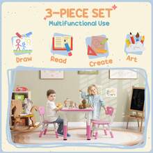 AIYAPLAY Kids Table And Chair Set, 3 Pcs Height Adjustable Activity Table Set With 2 Chairs, Easy To Wipe Arts & Crafts Table, For Classrooms, Daycares, Homes - Pink - Pink - View 4