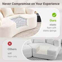 YOGLAD 65'' Modern Loveseat Sectional Sofa Couch, Luxury Plush Chenille Upholstered Cloud Couch With Extra Deep Seat And Curved Armless Floor Design, Comfortable Small Space Sofa With 3 Throw Pillows, Medium Firm Cushion Memory Foam Couch, Soft Boneless Sofa For Living Room Furniture, Apartment Couch For Bedroom Office Home Decor, No Assembly Needed - 米色 - 查看 5