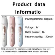 1pc Multifunctional Shaver, 3-In-1 Ladies' Shaver, USB Rechargeable, Smart LCD Display, Home Underarm Epilator, Ladies' Home Eyebrow & Nose Hair Trimmer, Battery Capacity: 150mAh