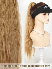 Extensión de cola de caballo sintética rizada de 24 pulgadas con cuerda elástica para el cabello, accesorios de cabello para uso diario y fiestas, extensiones de cabello sintético largo y rizado de alta temperatura para mujeres - Multicolor - Ver 10