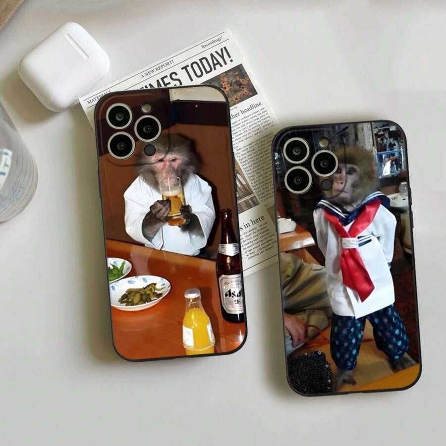 Lustige Affen-Handyhülle für iPhone 16 15 14 13 12 11 Pro Max Mini X XS SE 7 Plus 16E Stoßfeste Süße Tier Silikon Weiche Hülle