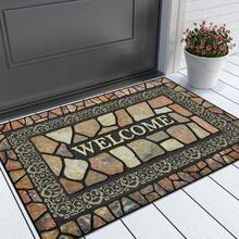 Stone Pattern Welcome Doormat Anti-Slip Floor Mat Indoor And Outdoor Entrance Carpet Home Decoration