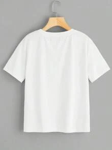 Women's T-Shirt With "Blessed" Print - Basic Religious - White - View 3