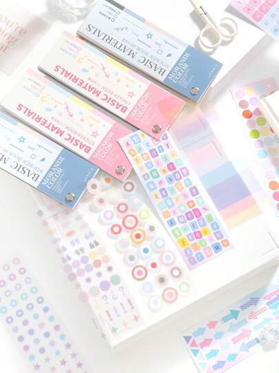 Color Card Basic Sticker Book, Minimalist High-Quality Scrapbooking Materials, Numeric & Dot Handmade DIY Stickers Scrapbook Supplies Funny Stickers Laptop Stickers Kindle Phone Stickers