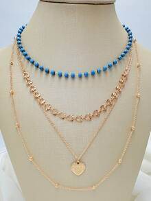 Women's Multi-Layer Necklace With Heart-Shaped Pendants In Various Colors, Elegant And Fashionable Design, Suitable For Parties, Gifts And Daily Wear - C104 - 查看 2