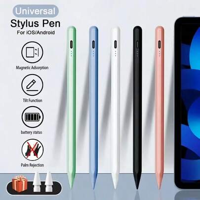 触控笔兼容 Apple iPad / iPad Pro / Air / Mini 2018-2024，替换兼容 Apple Pencil，具有倾斜粗体功能、防手掌误触和磁性连接 - 数字电量显示，兼容 iPad Air 3/4/5、iPad Mini 5/6、iPad 6/7/8/9/10、iPad Pro 11"/12.9" 送给母亲、家人、朋友、生日、节日的礼物 笔配件