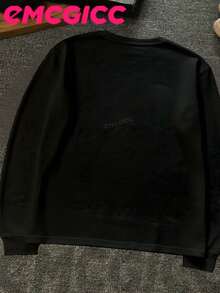 EMCGICC Street Life Men's Y2k Style (250 Cotton T-Shirt) Long Sleeve Shirt, Cotton Graphic T-Shirt, Men's Hip Hop Style - Long Sleeve T-Shirt, Fun Vintage Shirt, Regular Fit, Street Style, Halloween, Digital Print, Ideal Gift - 黑色 - 查看 3