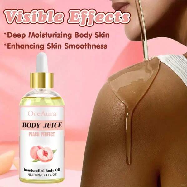 Peach Body Oil - Deep Moisturizing And Nourishing For Dry Skin, Enhances Smoothness And Radiance, Quickly Absorbing, Suitable For All Skin Tones, Skincare, Elegant Bottle Design, Nourishing Ingredients