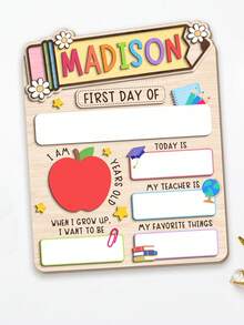 个性化开学第一天纪念牌，可定制姓名，返校拍照道具，可重复使用，里程碑式标志牌，可爱设计，可书写表面，适合儿童教室，作为学生、老师和家长的纪念礼物，是开学季的完美纪念品装饰。 - 多色4 - 查看 14