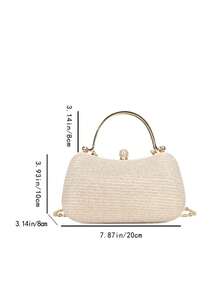 Shiny Sequin Luxury Mini Rhinestone Decorated Box Bag, Evening Clutch, Faux Pearl Metal Chain Crystal Decor, Suitable For Party Girls, Ladies, Brides, Perfect For Party, Wedding, Prom, Gala - Multicolor - View 6