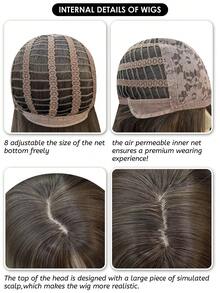 alicegarden 1 Synthetic Heat-Resistant Long Straight Bangs Wig, Black Brown Long Straight Hair, 30 Feet Long, Made Of Fiber, Fashionable Wig, Natural And Realistic Wig - Black Brown - View 7