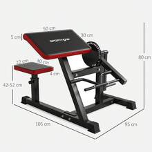 SPORTNOW Adjustable Preacher Curl Bench, Multi-Functional Weight Bench With Handlebar And Elbow Cushion For Home And Outdoor Gym - Black - View 2