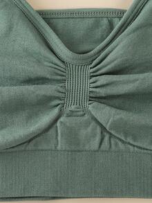 4pcs/Set Women High Support Seamless Sports Bras - Breathable Mesh Fabric, Unlined, High Elasticity For Yoga, Running, Gym - Solid Colors (Pink, Black, Green, Nude), Modern Sports Style - 彩色 - 查看 4