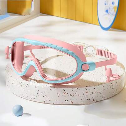 1pc Children's Swimming Goggles, Waterproof And Anti-Fog, Reliable Silicone Material, Soft And Comfortable, High-Definition Large-Frame Swimming Goggles, Water Swimming Equipment, Suitable For Boys And Girls Swimming Goggles