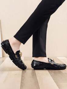 New Outdoor Leisure All-Match Moccasins For All Seasons Men's Business Flat Shoes Loafers Lightweight And Fashionable Men's Shoes - 黑色 - 查看 9