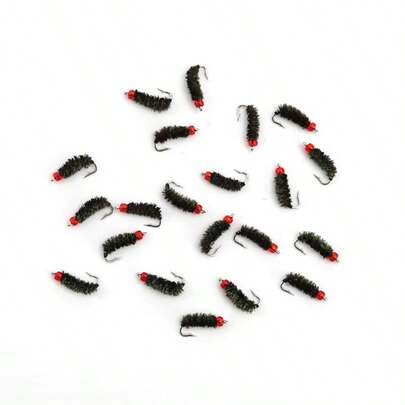 Topline Tackle 6pcs/Pack #12 Insect Fly Fishing Lures, Artificial Fishing Bait With Feather Single/Double Hook For Carp, Surface Water