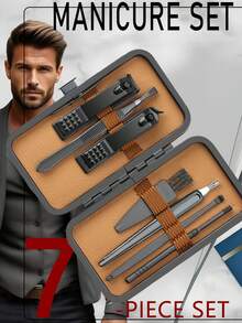 7/16/24件套不锈钢指甲钳套装，带便携盒，美甲工具，绿色指甲修剪器 - 棕色 - 查看 10