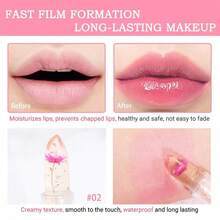 2pcs Dry Flower Lipstick, Colored Lip Care, Moisturizing And Moisturizing, Long-Lasting Jelly, Warm And Discolored Lipstick - 粉色 - 查看 4