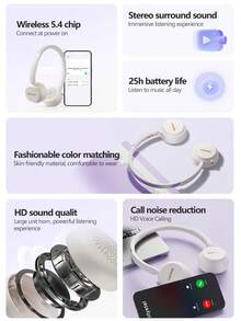 Lenovo Lenovo EB300- Lightweight Wireless Headphones, Skin-Friendly Soft Earmuffs, 25-Hour Battery Life, High-Definition Surround Sound Quality, Compatible With Mobile Phones/Computers, Available For Fitness And Daily Office, And Fashionable Mini Headphones.