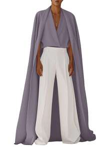 INCERUN Fashion Mens V-Neck Cloak Sleeve Solid Blouse Casual Party Long Shirt Tops - Màu tím - Xem 3