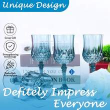 Plastic Wine Glasses,Plastic Goblets Vintage Style Cordial Drinking Glasses For Wedding Reception, Grand Event Party Supplies, Halloween And Christmas Party Supplies - Màu xanh hải quân - Xem 7