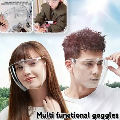 5 件/4 件/3 件/2 件/1 件旅行防护眼镜、户外护目镜、防护亚克力面罩、透明全面罩、全脸高清晰度防溅防护面罩、太空面罩、防吐痰高透明度防护护目镜、旅行工具和配件、工具和家居装修、安全与安保、个人防护设备、防尘防风面罩、舒适温暖、送给家人、朋友、母亲节、父亲节、万圣节、感恩节、圣诞节、新年、情人节的礼物