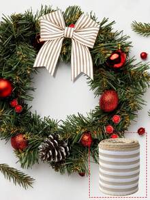 1Pc 5 Yards Farmhouse Ribbon Welcome Stripe Dot Buffalo Plaid Ribbon Wired Rustic Polyester Ribbon For Christmas Wreaths Assorted DIY Present Wrapping Floral Bow Craft Decor, Christmas Tree Decor, Christmas Decoration, Wedding Decor, Merry Christmas Decorations, Xmas Decor