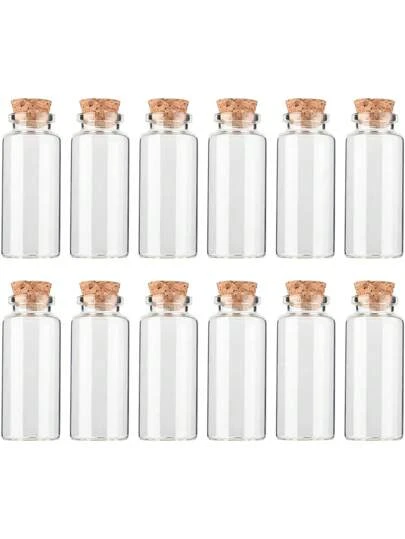 30ml Small Glass Bottles With Cork Stopper Mini Message Bottles, DIY Decoration Wishing Bottles For Wedding Thanksgiving Halloween Christmas
