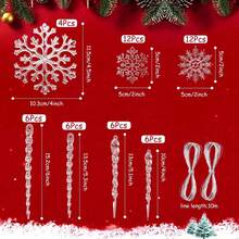 Local Warehouse Arrive In Three  52Pcs Christmas Snowflake D Rations, Icicles Ornaments Set Clear Snowflake Acrylic Christmas Ornaments For Christmas Tree D Rations