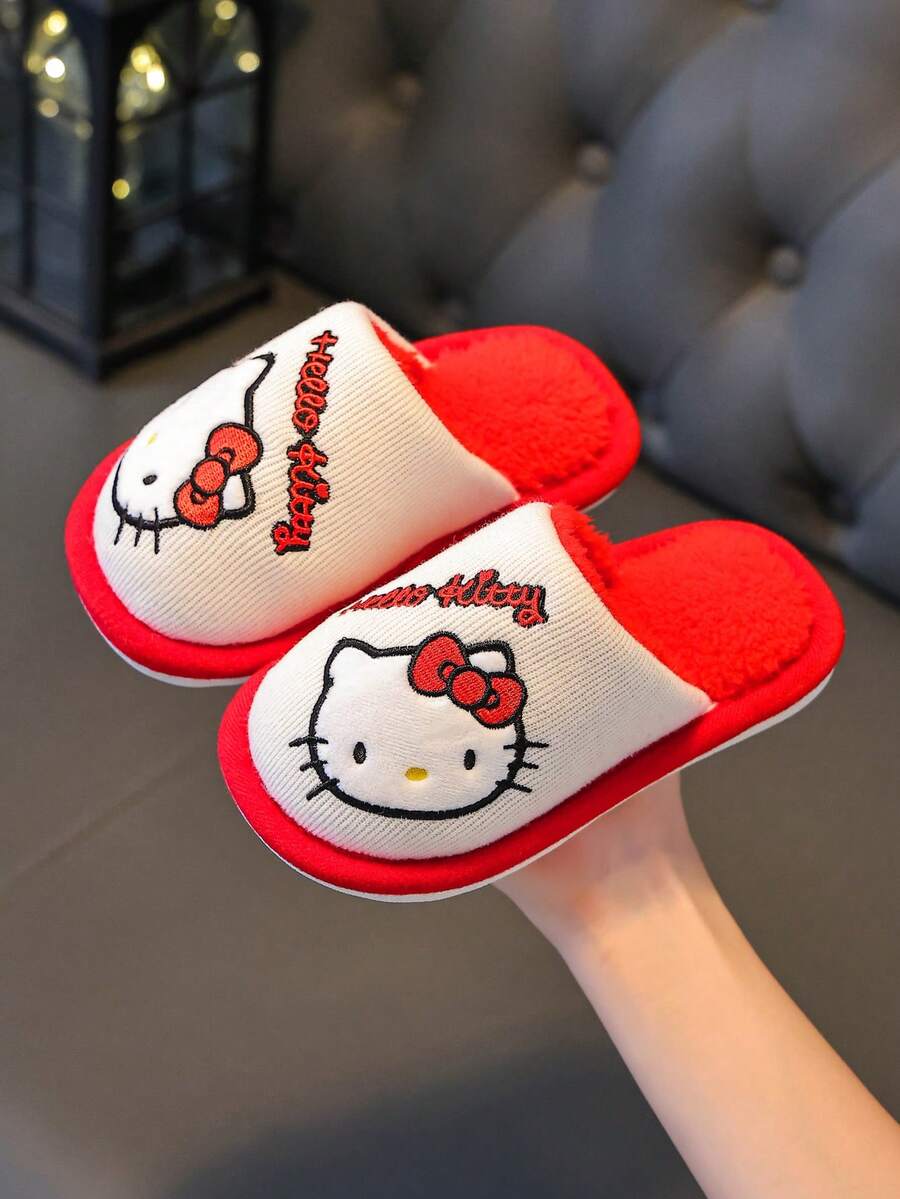 新款秋冬儿童Hello Kitty拖鞋女童卡通可爱图案室内舒适保暖地板拖鞋
