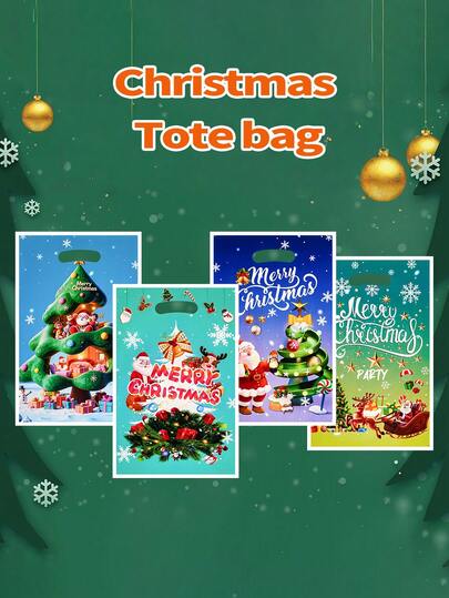 Practical Christmas - Themed Color - Printed Pearlescent Film Tote Bags. They Are Specially Designed For Packaging Christmas - Combined Candies And Cookies. These Christmas Tote Bags Are Exquisite Packaging Bags That Create A Joyous Festive Atmosphere. They Are Christmas Packaging Bags For Candies And Cookies.