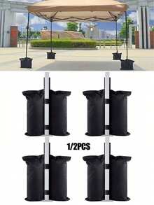 1/2pcs/Set Canopy Weight Bags, Gazebo Sand Bags, Black Counterweight Bags To Firmly Secure Your Canopy, Tent Or Gazebo, Maintain Stability In Various Outdoor Conditions Like Windy Parks, Backyard Parties Or Camping Trips. Can Be Filled With Sand, Gravel Or Other Heavy Materials. Ideal For Pop-Up Canopies, Patio Umbrellas, Outdoor Gatherings And Situations Requiring Secure Canopy Placement., Camping Equipment, Camping Essentials - Multicolor - View 1